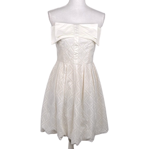 Trina Turk Cream Eyelet Sleeveless Fit & Flare Midi Summer Dress Size Medium - Picture 1 of 6